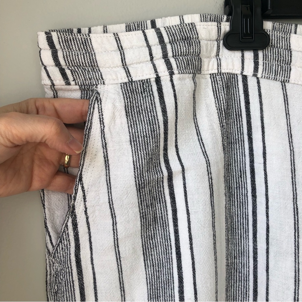 Per Se Womens Wide Leg Capri Pants Linen Blend Striped Drawstring Size 3X - Picture 3 of 9